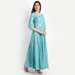 Turquoise Blue Floral Maxi Dress