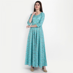 Turquoise Blue Floral Maxi Dress