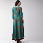 Floral Printed Flared Round Neck Maxi Dress