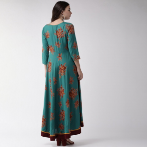 Floral Printed Flared Round Neck Maxi Dress