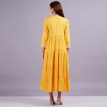 Women V-Neck Ethnic Motifs Print Ruffles Maxi Dress